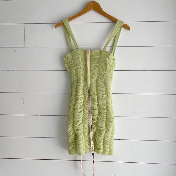 House of CB Cate Lime Rushed Mesh Mini Dress Size Small NEW - Picture 5 of 10